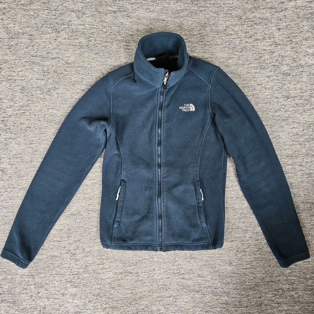 The North Face Fleece Jacket Women's XS Teal Blue Full Zip Pockets Adjustable